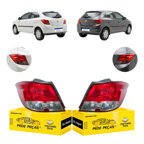 Par Lanterna Traseira Gm Onix 2012 A 2016 Lt Ltz Fumê Novo Ambos Lados Vermelho