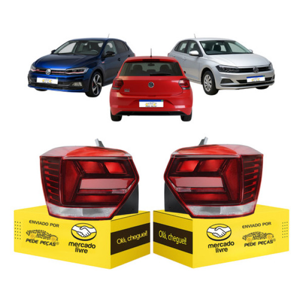 Par Lanterna Vw Polo 2018 2019 2020 2021 2022 Sinaleira Nova Ambos Lados Vermelho