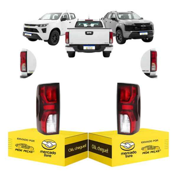 Par Lanterna Chevrolet S10 2012 13 14 15 16 17 A 2026 S/led Ambos Lados Vermelho Cristal