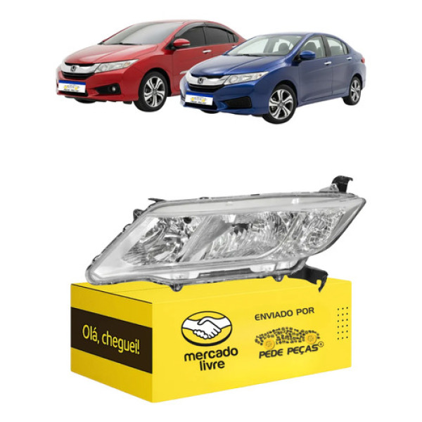 Farol Honda City 2015 2016 2017 Cromado Manual Le Esquerdo/motorista
