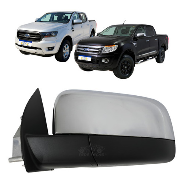 Retrovisor Elétrico Ford Ranger 2013 A 2022 Cromado S/pisca