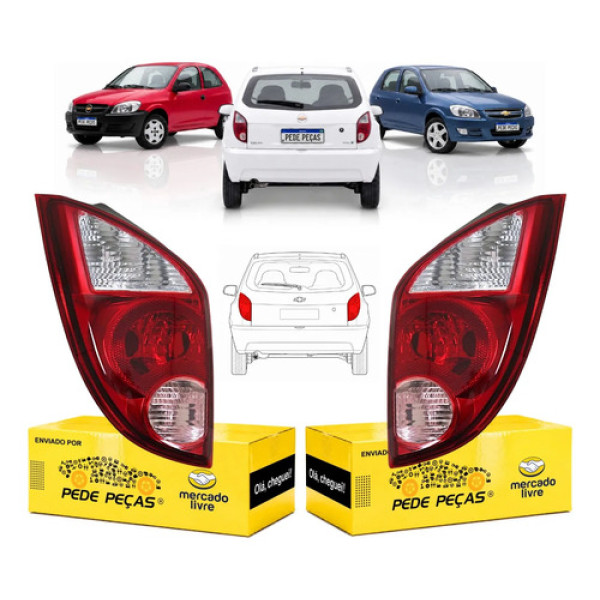 Par Sinaleira Traseira Gm Celta 2007 08 2009 A 2015 Ré Rosa Ambos Lados Vermelho