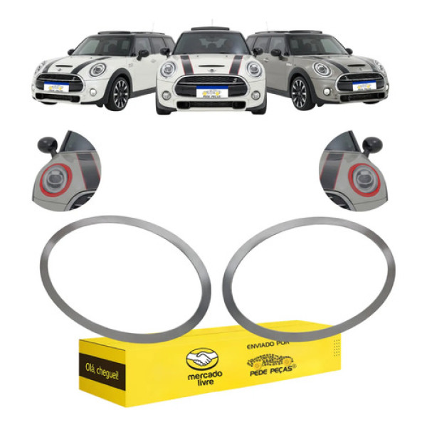 Par Moldura Farol Mini Cooper 2014 15 16 17 A 2020 Cromada Cromada