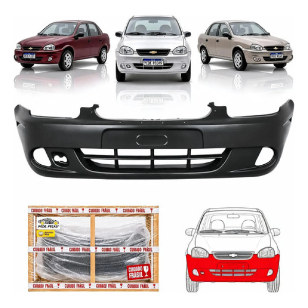 Parachoque Gm Corsa Classic 2008 2009 2010 C/furo Grade Preto Liso Para Pintura
