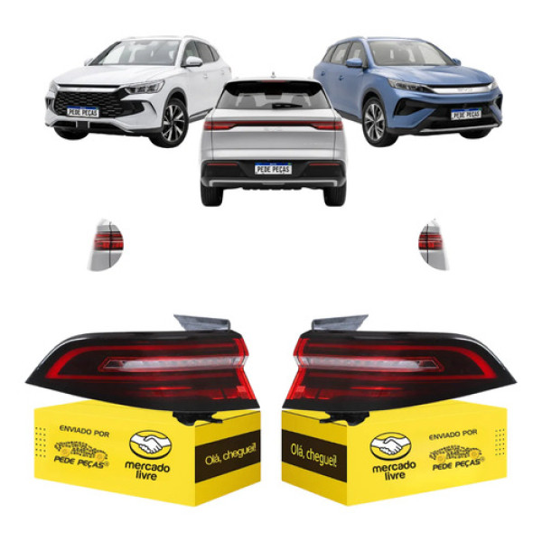 Par Lanterna Sinaleira Canto Byd Song Pro 2024 25 26 2027 Ambos Lados Vermelho/cristal