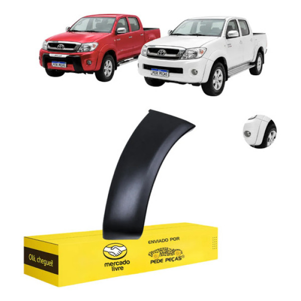 Moldura Esquerda Parachoque Toyota Hilux 2006 07 08 A 2011 Preto Liso Para Pintura