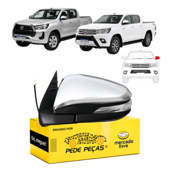Retrovisor Elétrico Toyota Hilux 2016 17 18 A 2026 5 Fios Le Esquerdo/motorista