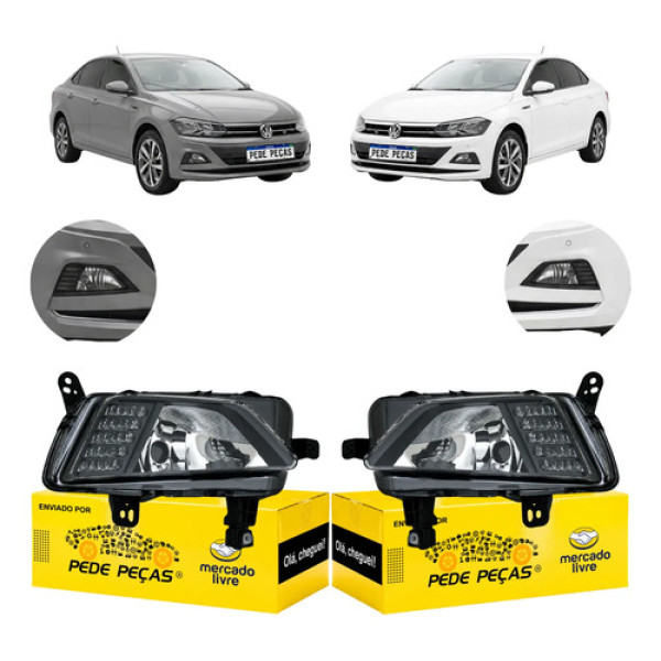 Par Farol Milha Auxiliar Vw Virtus 2018 19 20 21 2022 C/led Cristal