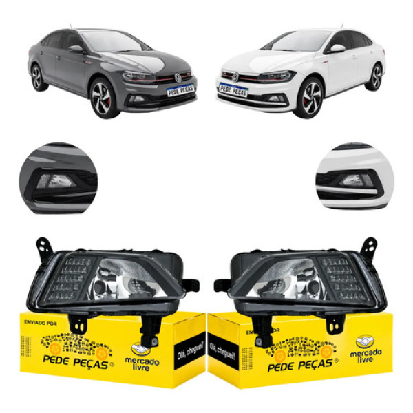 Par Farol Milha Auxiliar Vw Virtus Gts 2018 19 A 2022 C/led Cristal