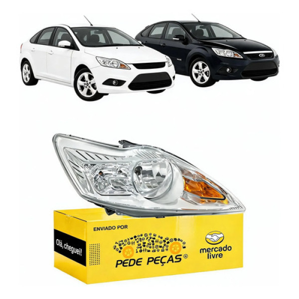 Farol Ford Focus Hatch Gl Glx 2009 A 2013 Cromado Novo Ld Direito/passageiro