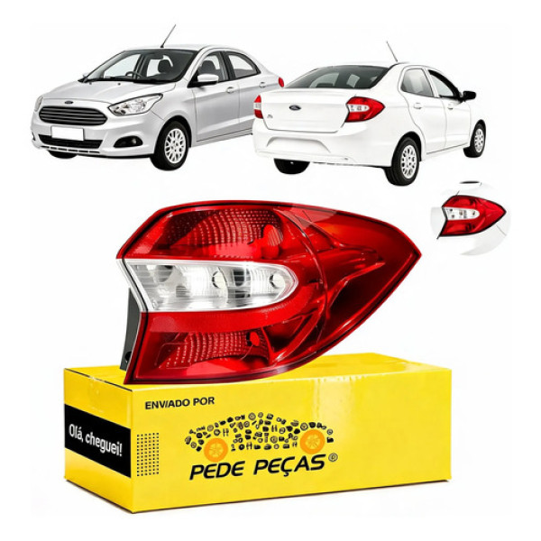 Lanterna Traseira Ford Ka Sedan 2015 2016 2017 18 Cristal Ld Direito Vermelho