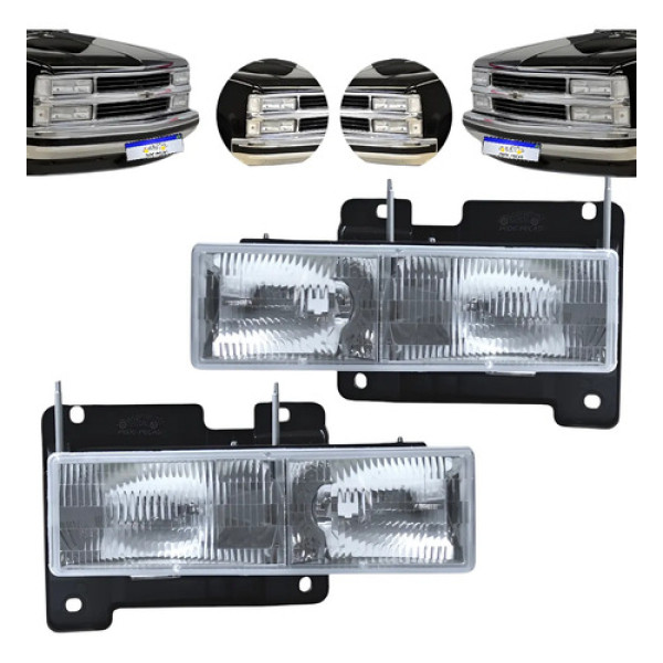 Par Farol Gm Silverado Foco Duplo 1993 94 95 96 97 98 A 2001 Ambos Lados
