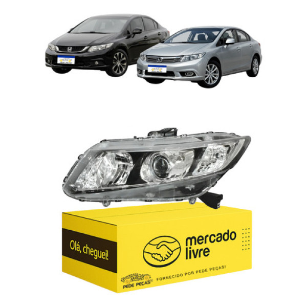 Farol Honda Civic 2012 2013 2014 2015 2016 Dianteiro Novo