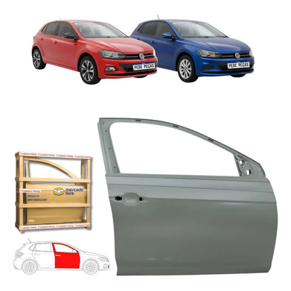 Porta Dianteira Vw Polo 2017 18 19 20 21 22 23 24 25 2026 Ld Dianteira Direita Cinza Para Pintura