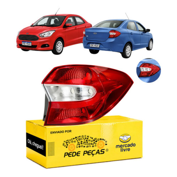 Lanterna Sinaleira Ford Ka+ Sedan 2015 A 2018 Sel Novo Ld Direito/passageiro Vermelho