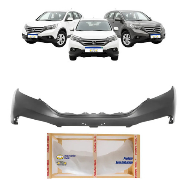 Parachoque Dianteiro Superior Honda Crv 2012 2013 2014 Preto Liso Para Pintura