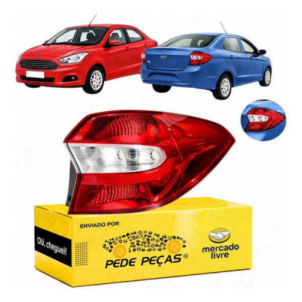 Lanterna Traseira Ford Ka+ Sedan 2015 2016 A 2018 Se Plus Ld Direito/passageiro Vermelho