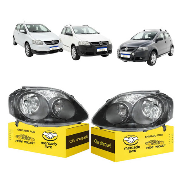 Kit Farol Lanterna Vw Spacefox 2006 07 08 09 2010 Ré Cristal Ambos Lados