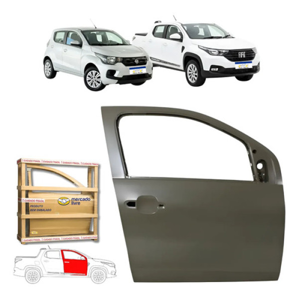 Porta Dianteira Fiat Mobi 2016 2017 18 19 20 A 2026 Nova Ld Dianteira Direito/passageiro Cinza