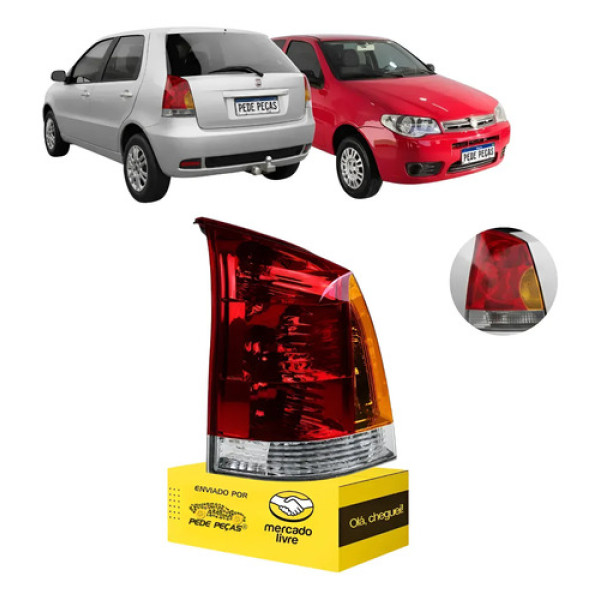 Lanterna Esquerda Fiat Palio 2003 04 05 06 07 2008 Tricolor Esquerdo/motorista Vermelho/cristal/âmbar