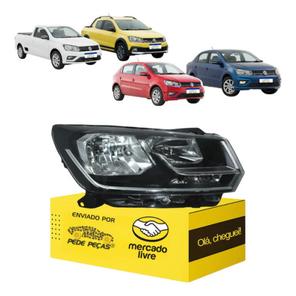 Farol Direito Gol Voyage G8 Saveiro G7 2017 18 19 20 A 2023 Direito/passageiro
