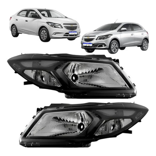 Farol Gm Onix Prisma Lt Ltz Joy Mascara Negra 2013 A 2019