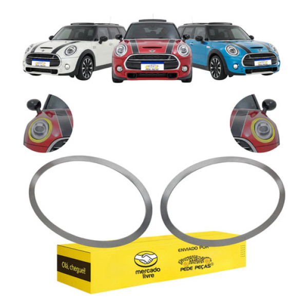 Par Moldura Farol Mini Cooper 2014 15 16 A 19 2020 Cromada Cromada