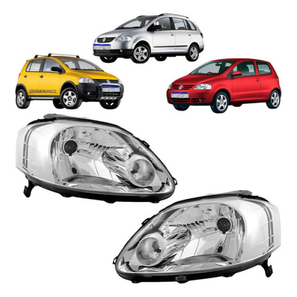 Par Farol Vw Fox Spacefox Crossfox 2003 A 2010 Foco Simples Ambos Lados