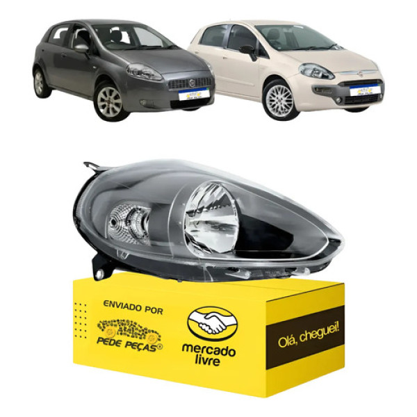 Farol Fiat Punto 2013 A 2017 Mascara Cinza Attractive Ld Direito/passageiro