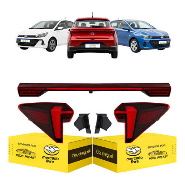 Kit Lanterna Sinaleira Hb20 Hatch 2023 2024 2025 2026 C/led Ambos Lados Vermelho