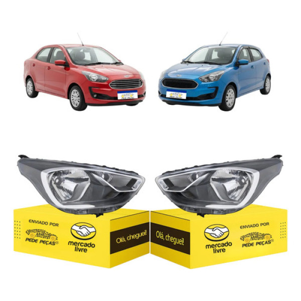 Farol Sinaleira Ford Ka 2019 2020 2021 C/friso Cromado Par Ambos Lados