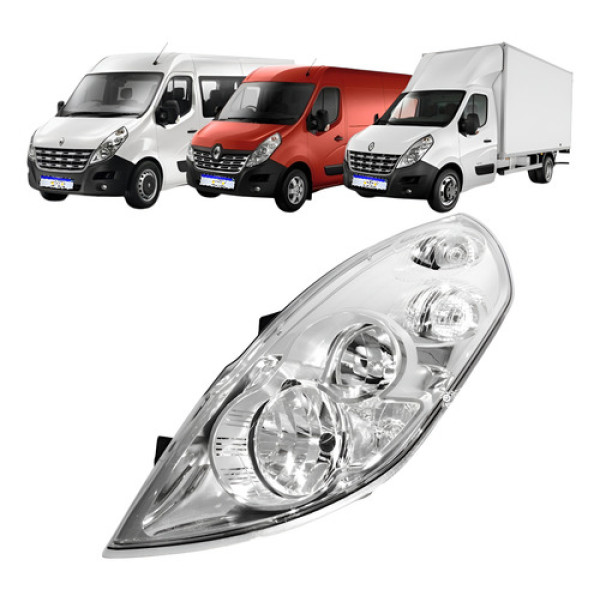 Farol Renault Master 2013 2014 A 2022 Cromado S/auxiliar Le Esquerdo/motorista
