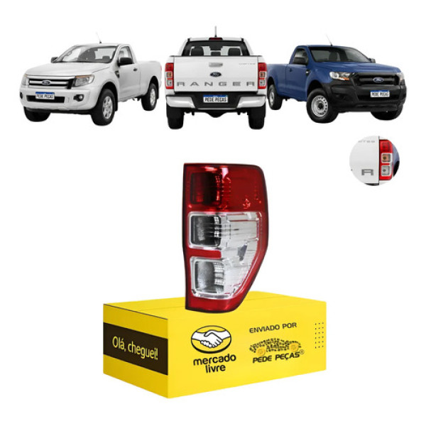 Lanterna Traseira Ford Ranger 2013 A 2023 Direita Direito/passageiro Vermelho