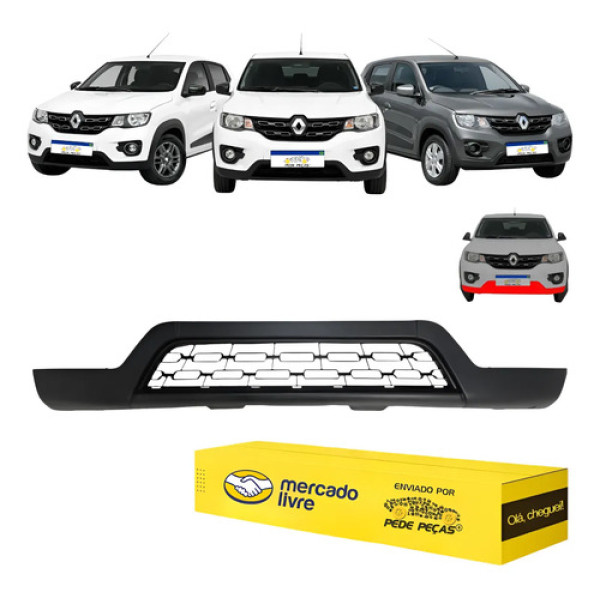 Spoiler Dianteiro Renault Kwid 2017 2018 2019 2020 2021 2022 Preto