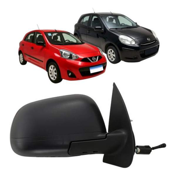 Retrovisor Ld Nissan March 2012 A 2020 Preto Texturizado Direito