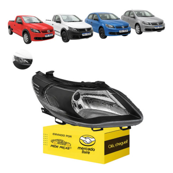 Farol Direito Gol Saveiro Voyage G5 2009 A 2012 Foco Simples Direito/passageiro