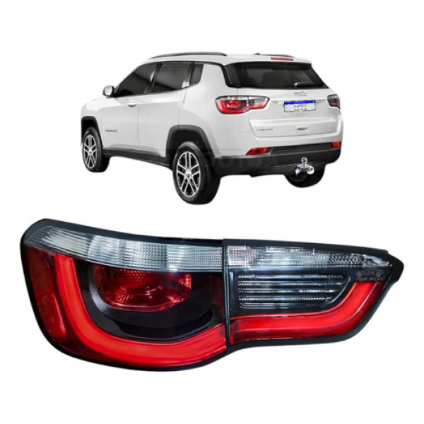 Par Lanterna Jeep Compass 2017 2018 19 A 2021 Novo C/ Led Le Esquerdo/motorista Vermelho