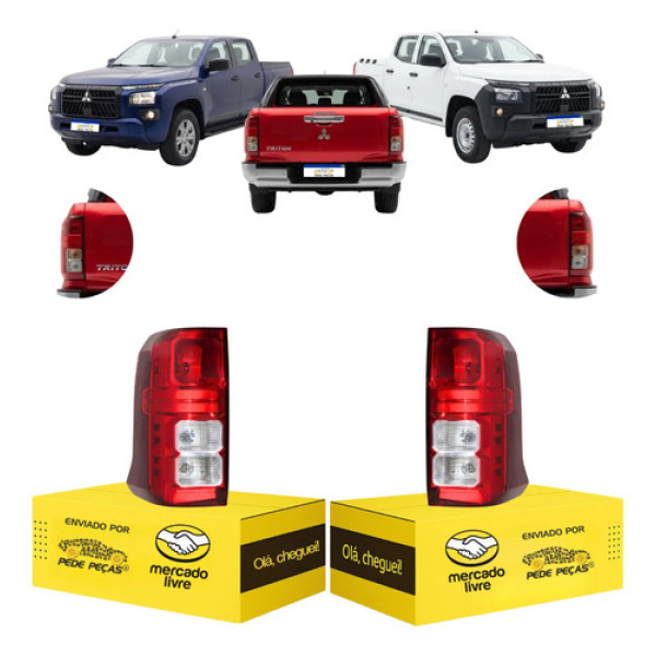 Par Lanterna Traseira Triton 2026 A 2027 S/led Gl Gls Novo Ambos Lados Vermelho