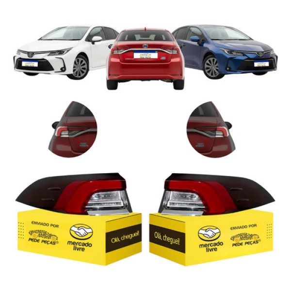 Par Lanterna Traseira Toyota Corolla 2020 A 2026 C/led Ambos Lados Vermelho