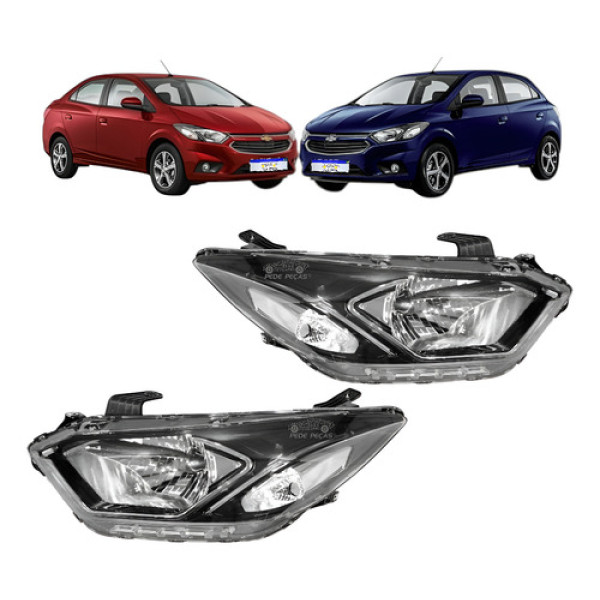 Par Farol Onix Prisma Friso Cromado 2017 A 21 Led Novo Ambos Lados