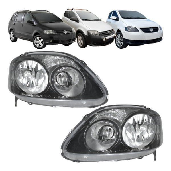 Farol Volkswagen Fox Spacefox 2008 2009 2010 Novo Foco Duplo