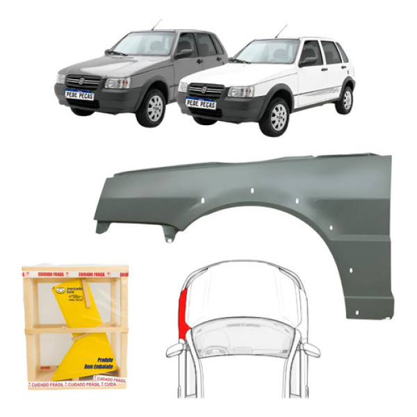 Paralama Fiat Uno Mille Way 2005 06 07 08 09 A 2013 Novo Le