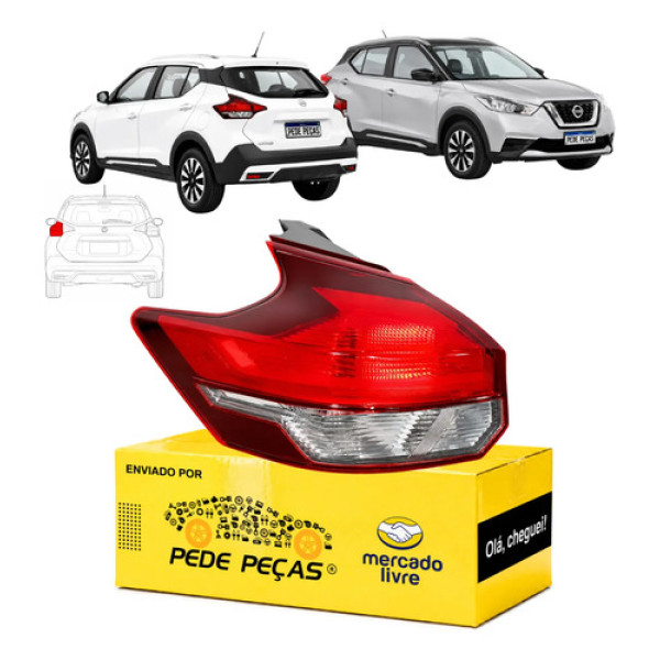 Lanterna Nissan Kicks 2017 2018 2019 2020 2021 Nova L.e Esquerdo Vermelho