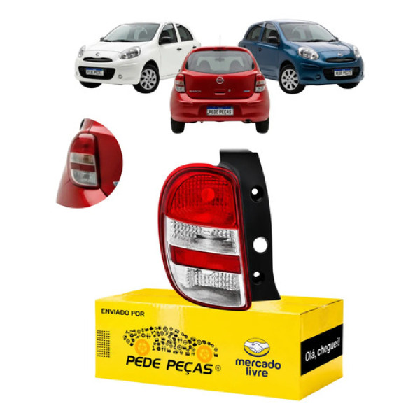 Sinaleira Traseira Nissan March 2011 A 2014 Sr Sv Le Esquerdo/motorista Vermelho