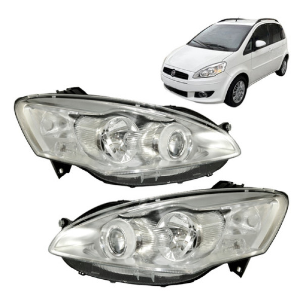 Farol Fiat Idea 2011 2012 2013 2014 2015 2016 Cromado Par Direito