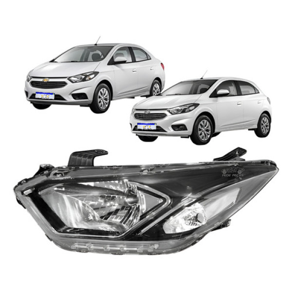Farol Chevrolet Onix Prisma 2017 A 2021 Friso Cromado Led Le Esquerdo/motorista
