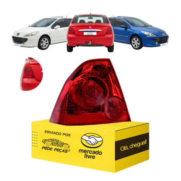 Lanterna Peugeot 307 Sedan 2007 2008 2009 2010 2011 2012 Le Esquerdo/motorista Vermelho
