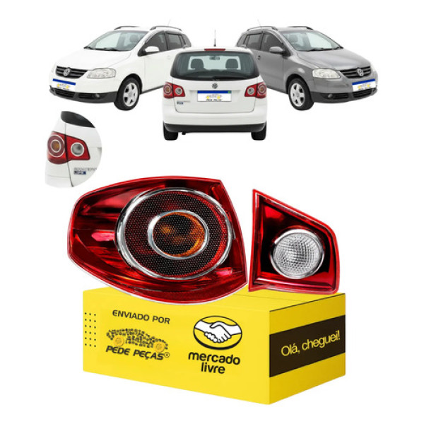 Par Lanterna Tampa Malas Vw Spacefox 2006 A 2010 Cristal Le Esquerdo/motorista
