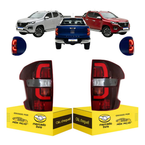 Par Lanterna Fiat Titano Ranch 2025 2026 Com Led Ambos Lados Vermelho