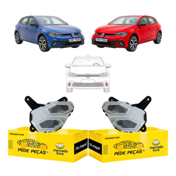 Par Farol Milha Auxiliar Vw Polo Gts 2023 24 2025 Led Novo Cristal